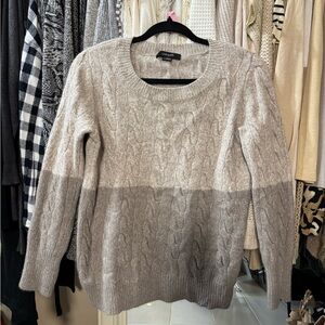Christopher Fischer Two-Tone Cable Knit Sweater 100%Cashmere| Size medium